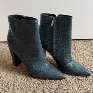 Crocodile-Embossed Ankle Boots